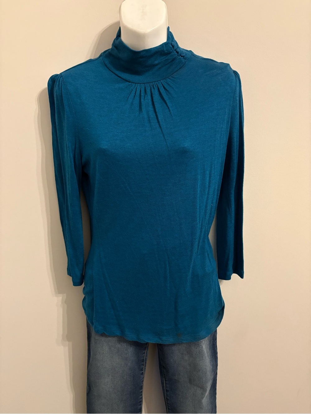 Banana Republic Teal Mock Neck Long Sleeve Top